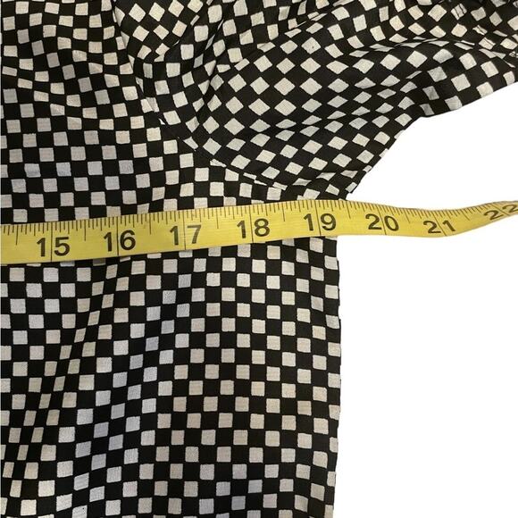 Handmade Babydoll Retro Midi DRESS Women M Black Checkered Stretch Elastic Waist - Picture 11 of 11